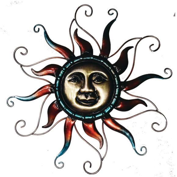 20 Inch Metal Wall Art 2 Aztec Sun WALL ART Sculpture Hand Painted - Picture 1 of 1